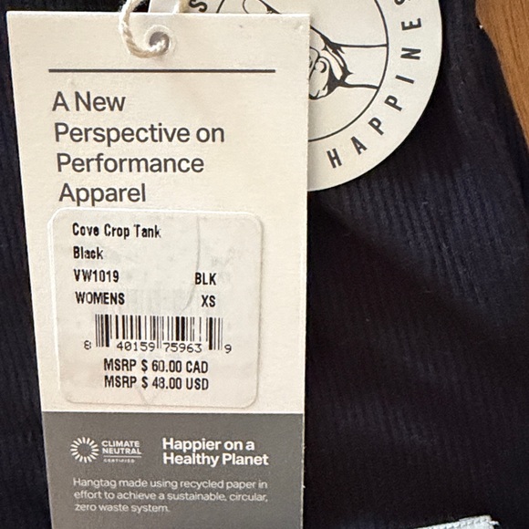 Vuori Black Ribbed Racerback Crop Tank - Picture 2 of 2